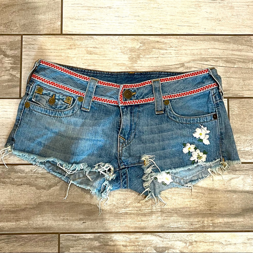 True Religion Embroidered Joey Jean Shorts